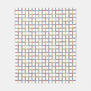 Colorful Rainbow Grid with Negative Space Fleece Blanket