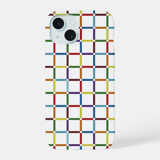 Colorful Rainbow Grid with Negative Space Iphone Case (Back)