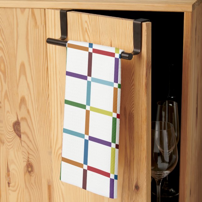 Colorful Rainbow Grid with Negative Space Kitchen Towel (Thirds Fold)