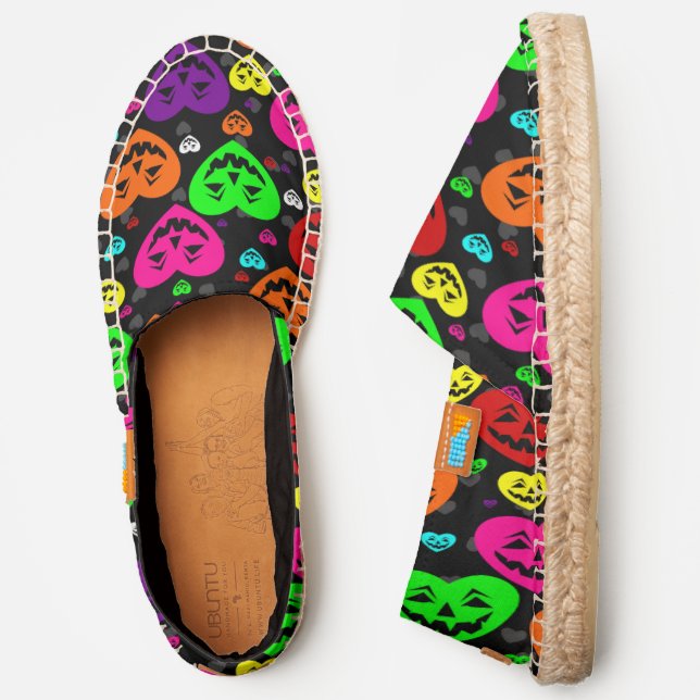 colorful rainbow halloween hearts gothic valentine espadrilles (Side)