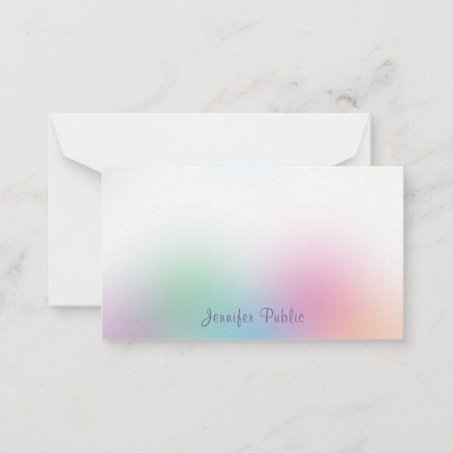 Colorful Rainbow Handwritten Monogram Elegant Note Card (Front)