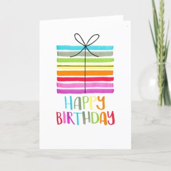 Colorful Rainbow Happy Birthday Generic Present  Thank You Card by CharmedPix at Zazzle