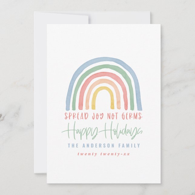 Colorful rainbow happy holidays spread joy covid (Front)