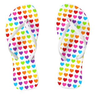 Colorful Rainbow Heart Flip Flops