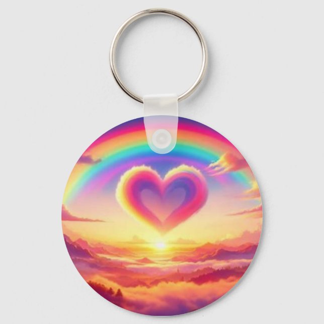 Colorful Rainbow & Heart Keychain (Front)