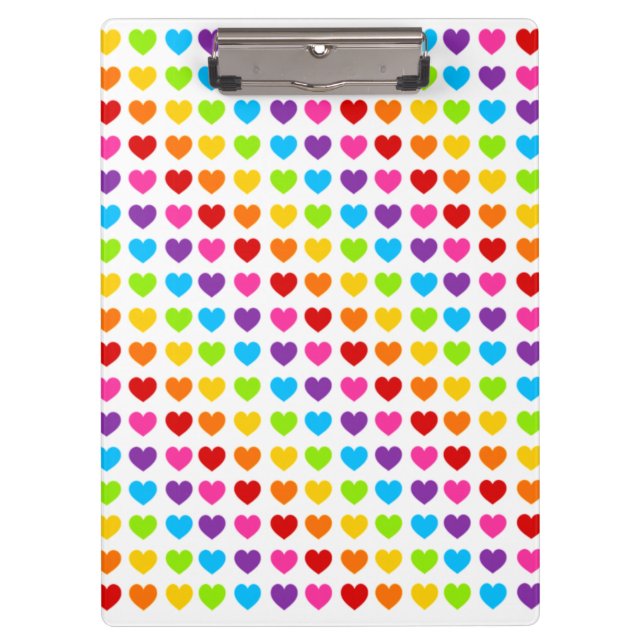 Colorful Rainbow Heart pattern  Clipboard (Front)