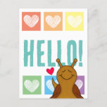 Colorful Rainbow Heart Snail Hello  Postcard