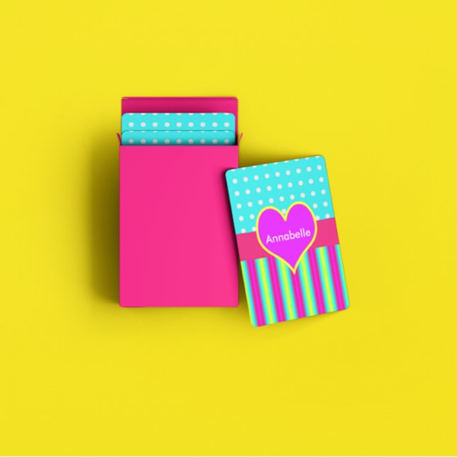 Colorful Rainbow Heart Striped Polka Dots Poker Cards (Creator Uploaded)