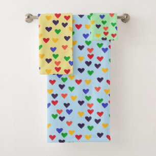 Colorful Rainbow Hearts Customize Bath Towel Sets