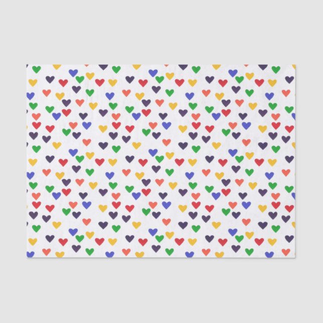 Colorful Rainbow Hearts Decorative Tissue Paper (Front)