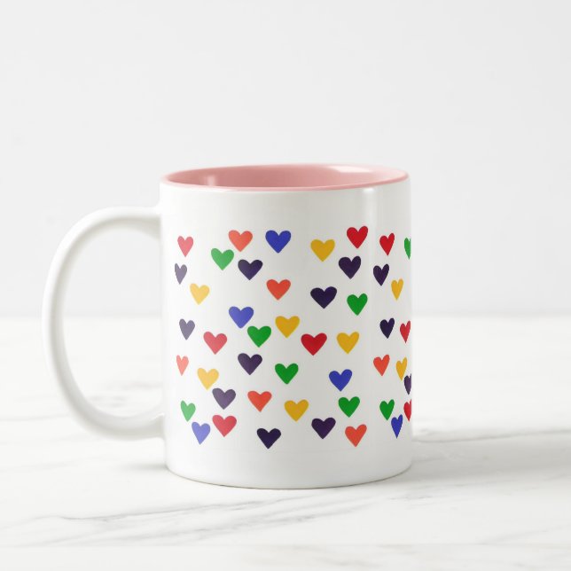Colorful Rainbow Hearts Mug (Left)