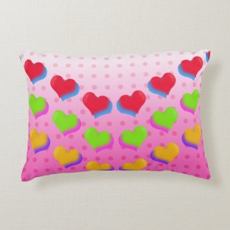 Colorful Rainbow Hearts on Pink Cartoon Pattern