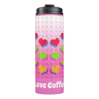 Colorful Rainbow Hearts on Pink Cartoon Pattern