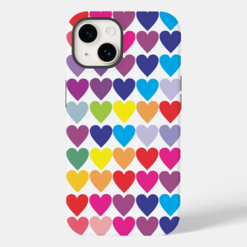 Colorful Rainbow Hearts Pattern Case_Mate iPhone 14 Case
