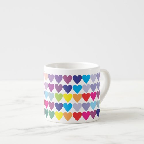 Colorful Rainbow Hearts Pattern  Espresso Cup