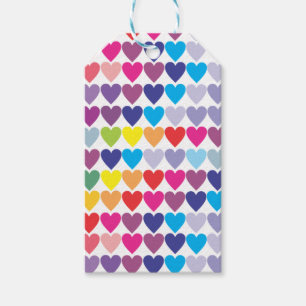 Colorful Rainbow Hearts Pattern  Gift Tags
