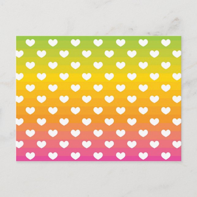 Colorful Rainbow Hearts Pattern Gifts Postcard (Front)