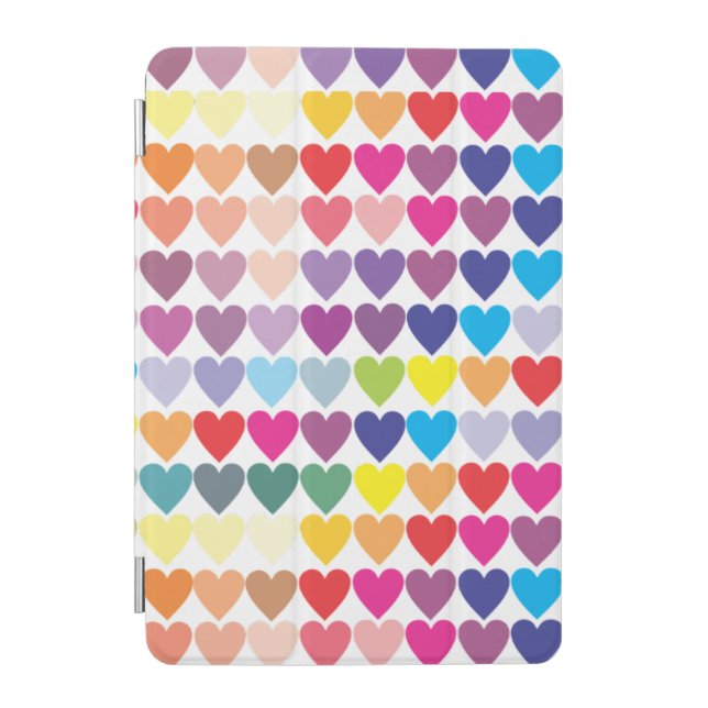 Colorful Rainbow Hearts Pattern iPad Mini Cover (Front)