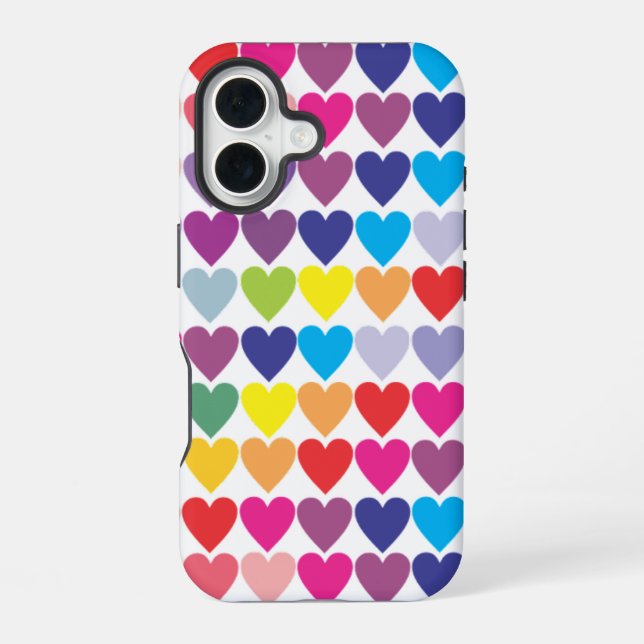 Colorful Rainbow Hearts Pattern Iphone Case (Back)