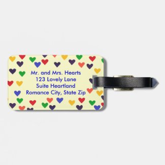Colorful Rainbow Hearts Personalized Luggage Tags