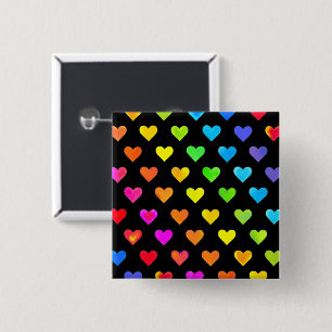 Colorful Rainbow Hearts Stripe Pattern Button