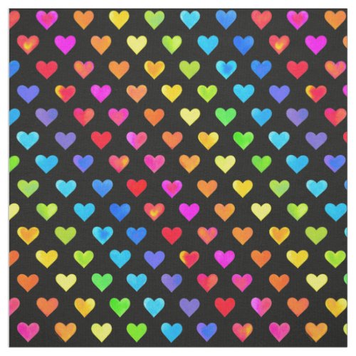 Colorful Rainbow Hearts Stripe Pattern Fabric