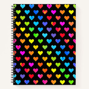 Colorful Rainbow Hearts Stripe Pattern Notebook