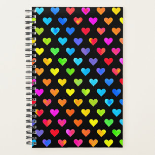 Colorful Rainbow Hearts Stripe Pattern Planner