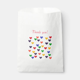 Colorful Rainbow Hearts Thank you Favor Bags