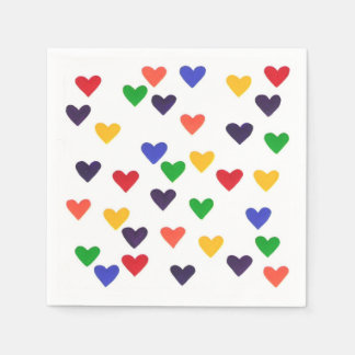 Colorful Rainbow Hearts Valentine Napkins