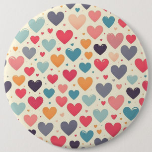 Colorful rainbow hearts Valentines Button