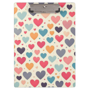 Colorful rainbow hearts Valentines Clipboard
