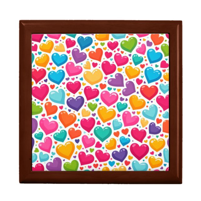 Colorful rainbow hearts Valentines Gift Box (Front)