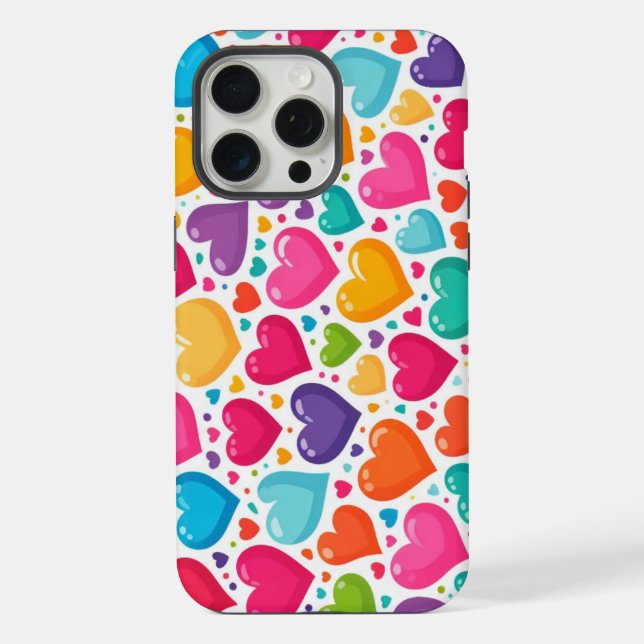 Colorful rainbow hearts Valentines iPhone Case (Back)