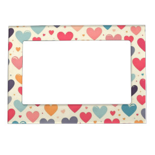 Colorful rainbow hearts Valentines Magnetic Frame