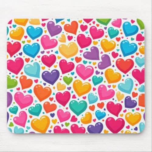 Colorful rainbow hearts Valentines Mouse Pad
