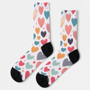 Colorful rainbow hearts Valentines Socks