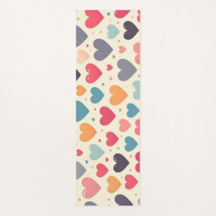 Colorful rainbow hearts Valentines Yoga Mat