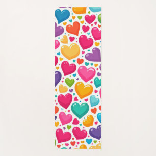 Colorful rainbow hearts Valentines Yoga Mat
