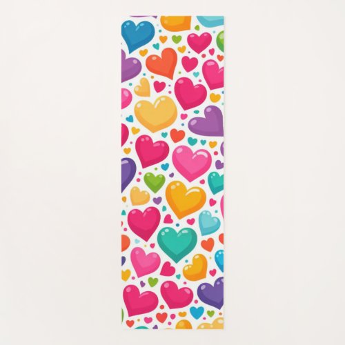 Colorful rainbow hearts Valentines Yoga Mat