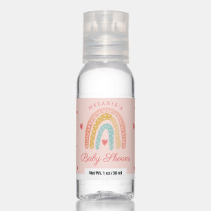 Colorful Rainbow & Hearts Watercolor Baby Shower Hand Sanitizer