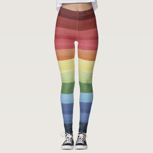 Colorful Rainbow horizontal stripes pattern Leggings