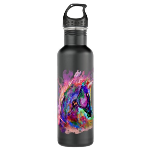 Colorful Rainbow Horse head print Stainless Steel Water Bottle