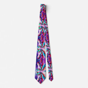 colorful rainbow horse splatter paint art neck tie