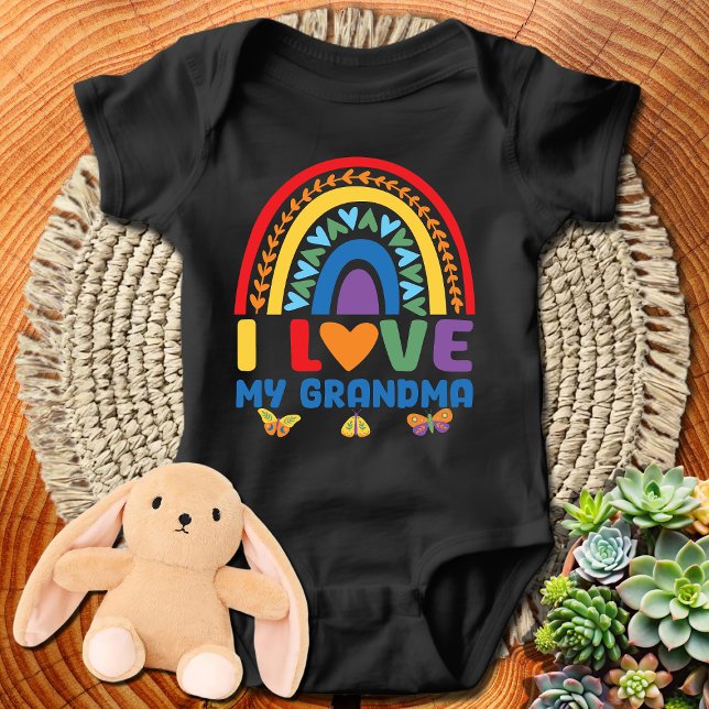 Colorful Rainbow I Love My Grandma Baby Bodysuit (Creator Uploaded)