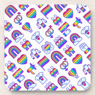 Colorful Rainbow Icon Patterns Beverage Coaster