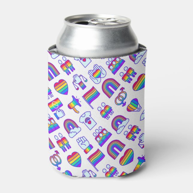 Colorful Rainbow Icon Patterns Can Cooler (Can Front)