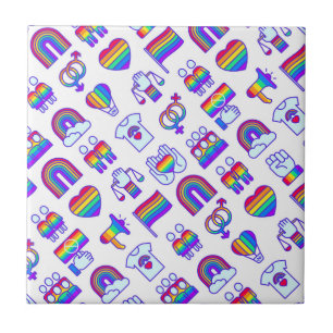 Colorful Rainbow Icon Patterns Ceramic Tile