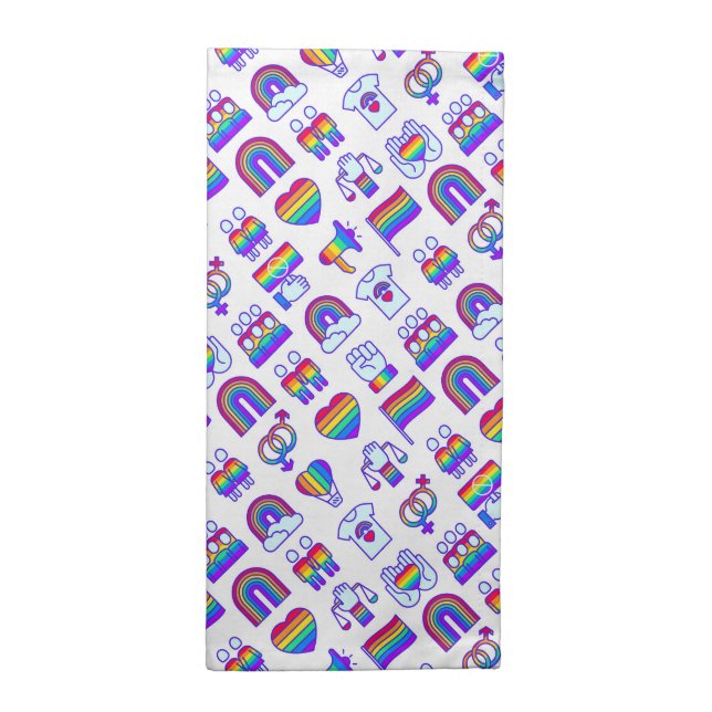 Colorful Rainbow Icon Patterns Cloth Napkin (Half Fold)