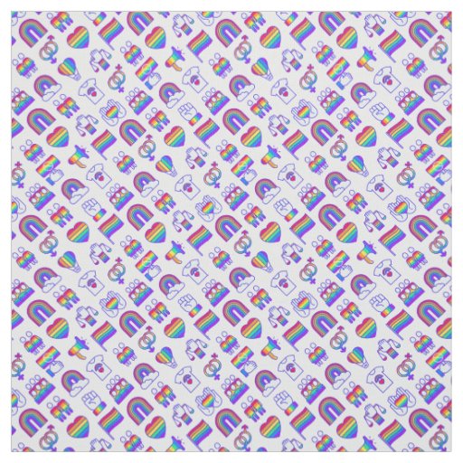 Colorful Rainbow Icon Patterns Fabric